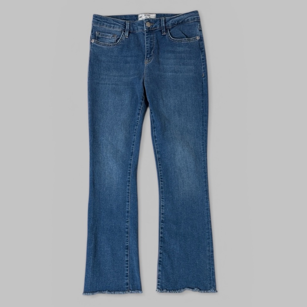 Free People Medium Wash Mid-Rise Flared Denim Jeans
